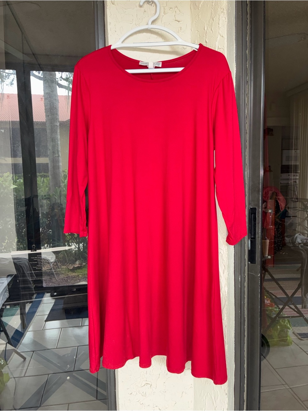 Red Long-Sleeve Swing Dress by - Picture 1 of 3